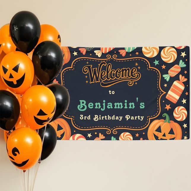 Jack-O'-Lantern & Candy Halloween Geburtstagsparty Banner (Von Creator hochgeladen)
