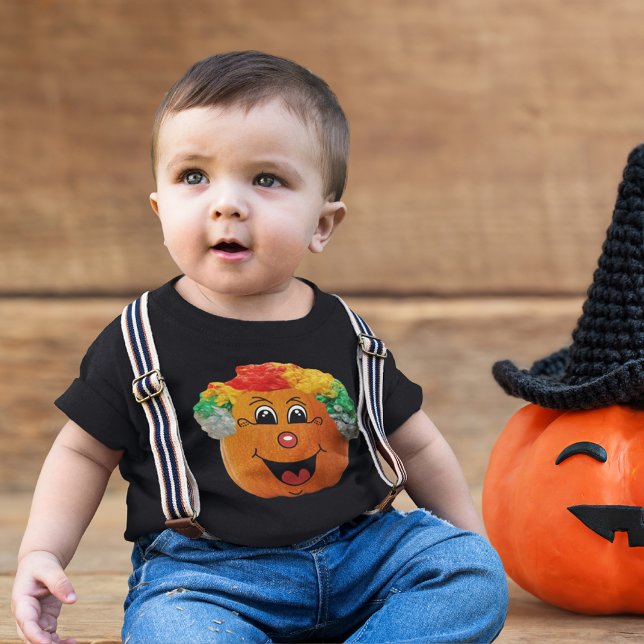 Jack o' Lantern Clowace, Halloween Pumpkin Baby T-shirt (Jack o' Lantern Clown Face, Halloween Pumpkin Baby T-Shirt)