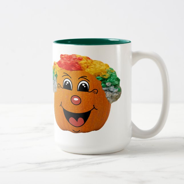 Jack o' Lantern Clowace, Halloween Pumpkin Zweifarbige Tasse (Rechts)