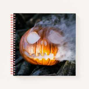 Jack-o-Lantern des kopflosen Pferdes Kopf an Flamm Notizbuch