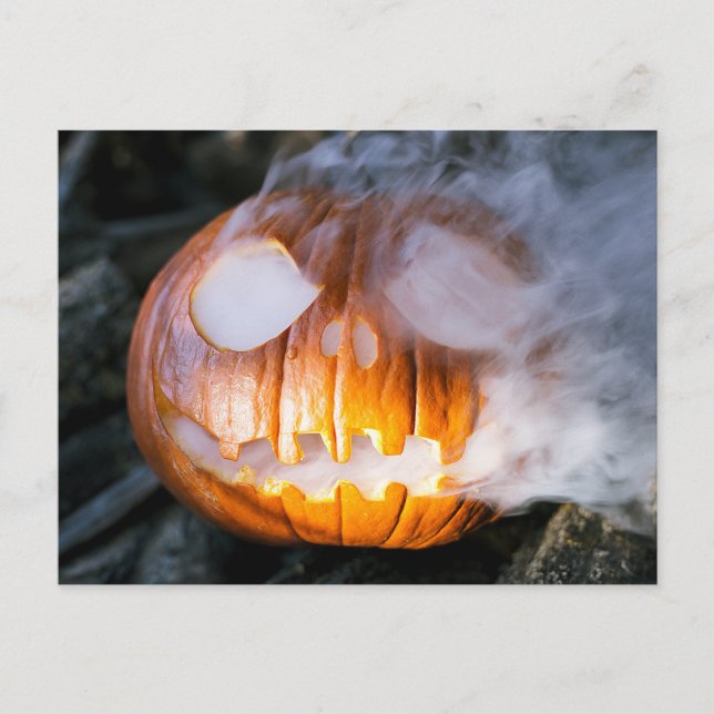 Jack-o-Lantern des kopflosen Pferdes Kopf an Flamm Postkarte (Vorderseite)