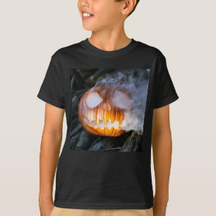 Jack-o-Lantern des kopflosen Pferdes Kopf an Flamm T-Shirt