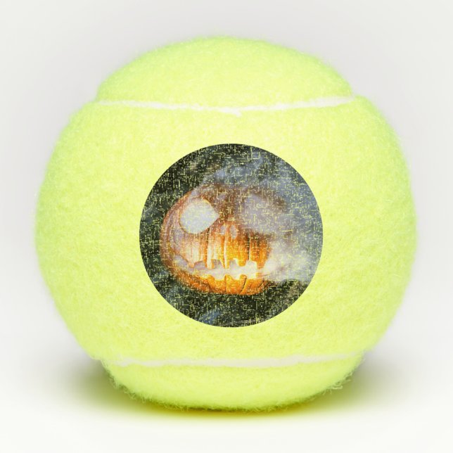 Jack-o-Lantern des kopflosen Pferdes Kopf an Flamm Tennisbälle (Vorderseite)