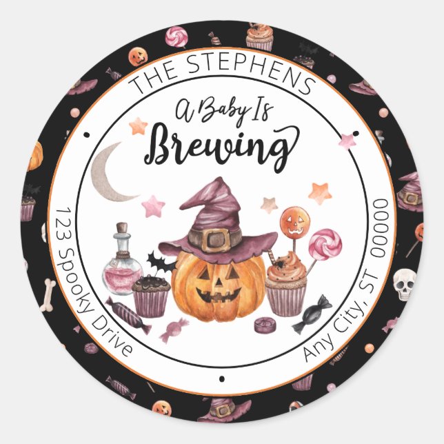Jack-O-Lantern ein Baby braut Rücksendeadresse Runder Aufkleber (Vorderseite)