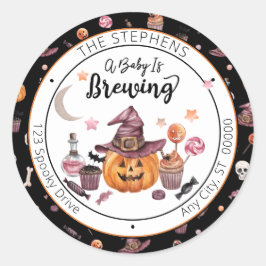 Jack-O-Lantern ein Baby braut Rücksendeadresse Runder Aufkleber