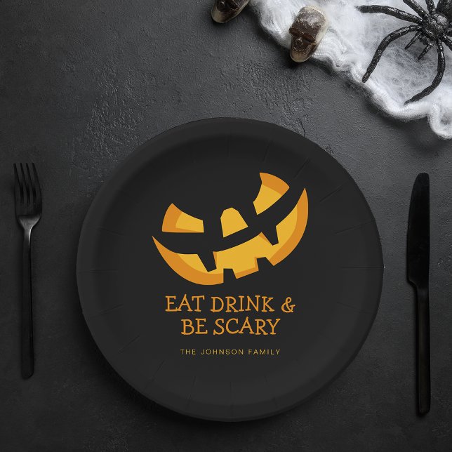 Jack-O-Lantern essen Drink und Beängstigend sein Pappteller (Jack-O-Lantern Eat Drink and Be Scary Paper Plates)