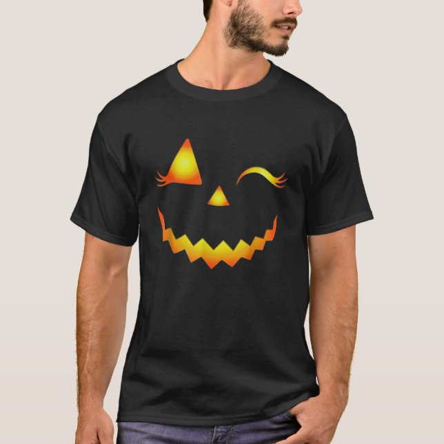 Jack O Lantern Face Pumpkin Eyelashes Hallowen Cos T-Shirt (Vorderseite)