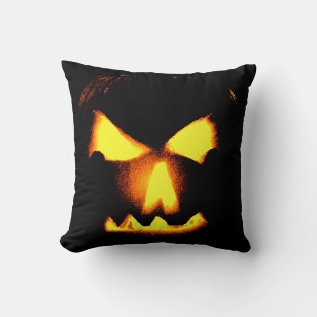 Jack-O-Lantern-Frontabdeckung Orange  Kissen (Vorderseite)