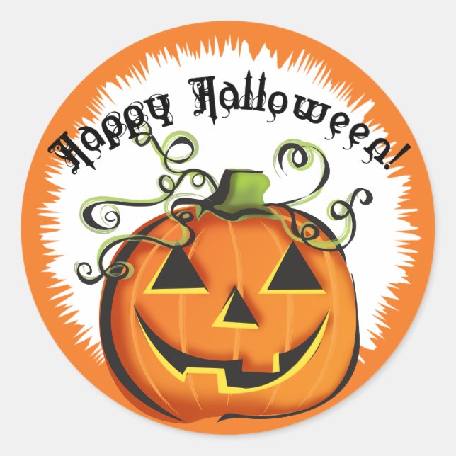 Jack-O-Lantern-Geschenketikett Runder Aufkleber (Vorderseite)