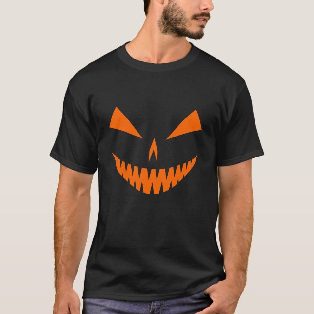 Jack-O'-Lantern-Gesicht I, Orange T-Shirt (Vorderseite)