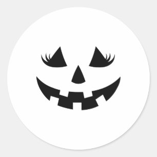 Jack O Lantern Gesicht Kürbis Wimpern Halloween Wo Runder Aufkleber