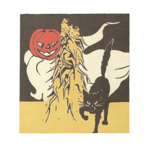 Jack O' Lantern Ghost Black Cat Cornstalk Notizblock