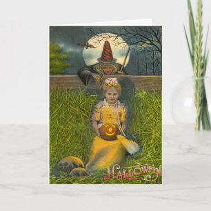 Jack O' Lantern Girl Witz Bat Vollmond Karte