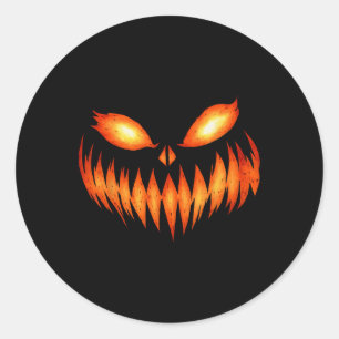 Jack O Lantern Gruseliger Kürbiskopf Halloween-Kos Runder Aufkleber