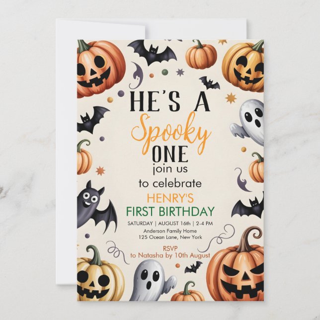 Jack-O-Lantern Halloween Birthday Invitation Custu Einladung (Vorderseite)