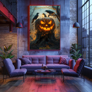 Jack-O'-Lantern Halloween mit leuchtendem Kürbis Poster