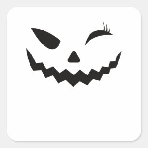Jack O Lantern Halloween Pumpkin Face Winking Quadratischer Aufkleber
