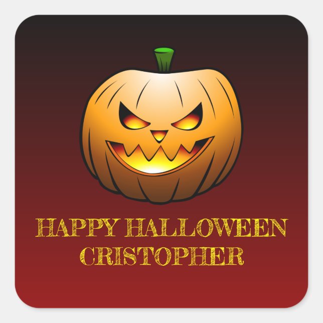Jack-o-Lantern Halloween Pumpkin Quadratischer Aufkleber (Vorderseite)