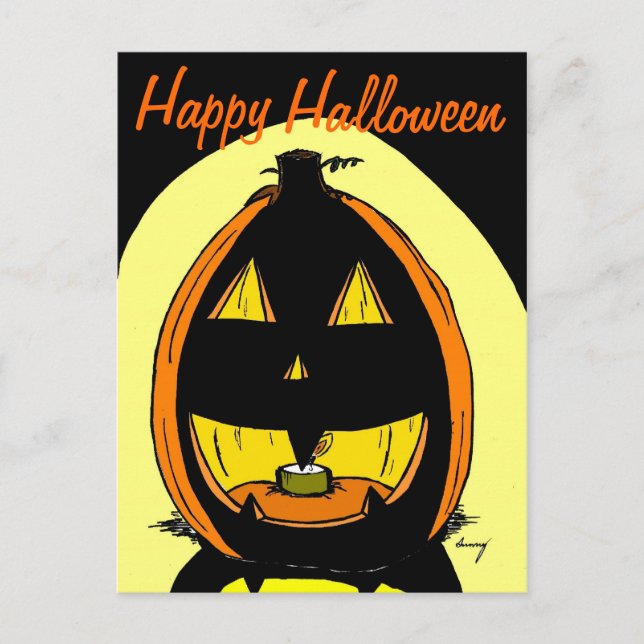 Jack o' Lantern "Happy Halloween" Postkarte (Vorderseite)
