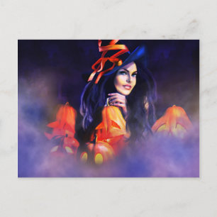 Jack-O-Lantern-Hexe Postkarte