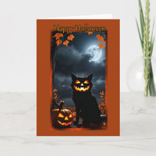 Jack-O-Lantern-Katzen-Halloween-Karte Karte