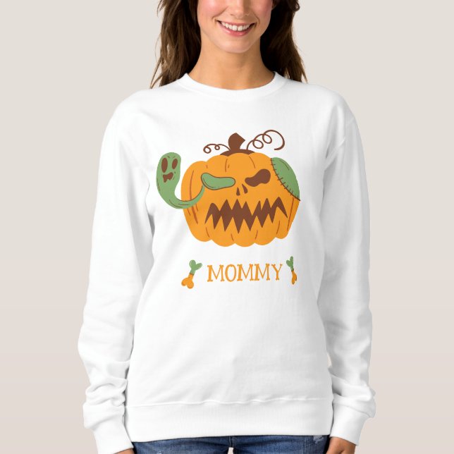 Jack-o'-Lantern & Knochen Spooky Halloween-Mama Sweatshirt (Vorderseite)