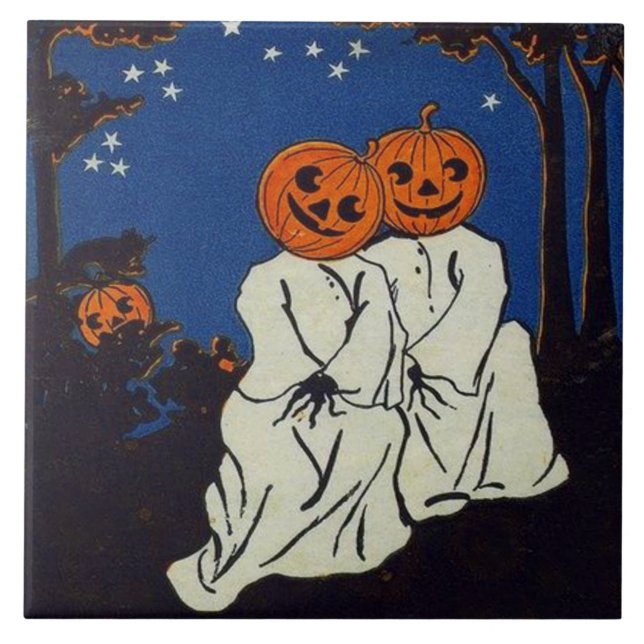 Jack O' Lantern Kürbis-Geist-Kostüm Fliese (Vorderseite)