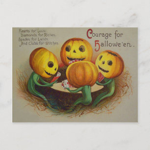 Jack O' Lantern Kürbis Spielkarten Poker Postkarte