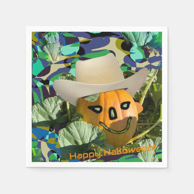 Jack-o-lantern Kürbiskuchen, Halloween-Gesicht Serviette (Vorderseite)