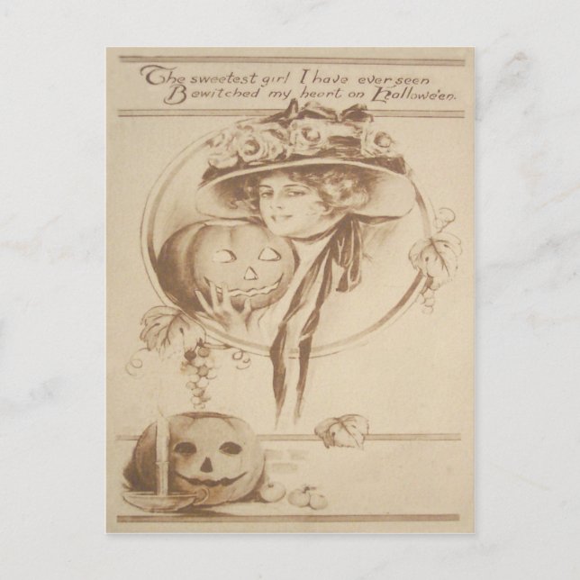 Jack O' Lantern Leaf Candle Postkarte (Vorderseite)