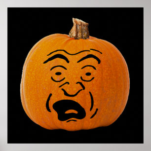 Jack o' Lantern Panikgesicht, Halloween Pumpkin Poster