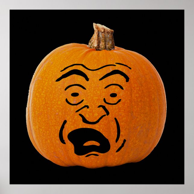 Jack o' Lantern Panikgesicht, Halloween Pumpkin Poster (Vorne)