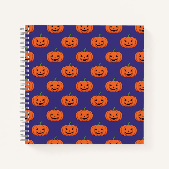 Jack-O'-Lantern Pumpkin Halloween-Muster Notizbuch (Vorderseite)