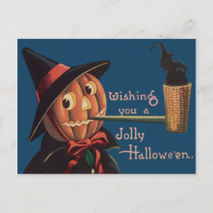 Jack O' Lantern Pumpkin Hexenkupf Postkarte