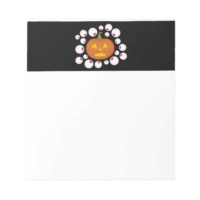 Jack-o-Lantern Pumpkin und Eyeballs im Dunkeln Notizblock (Vorderseite)