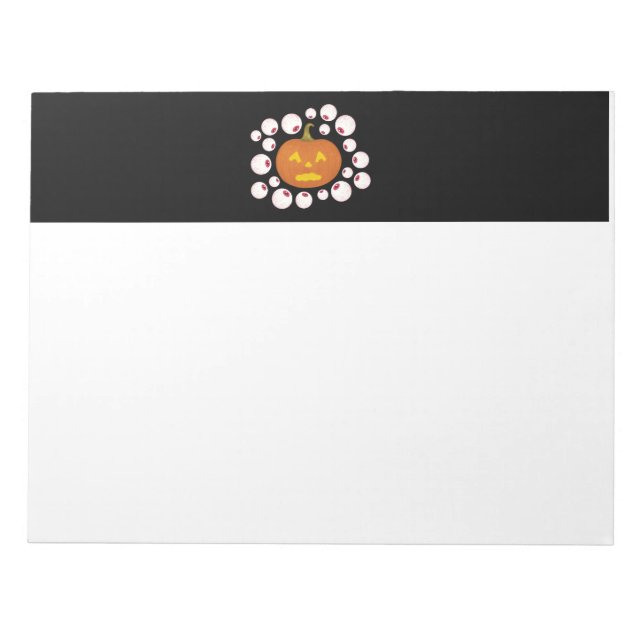 Jack-o-Lantern Pumpkin und Eyeballs im Dunkeln Notizblock (Vorderseite)
