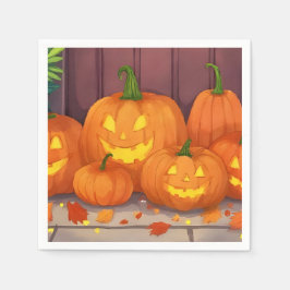 Jack-O-Lantern Pumpkins Halloween-Party Serviette