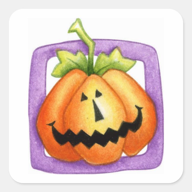 Jack-o-Lantern Quadratischer Aufkleber (Vorderseite)