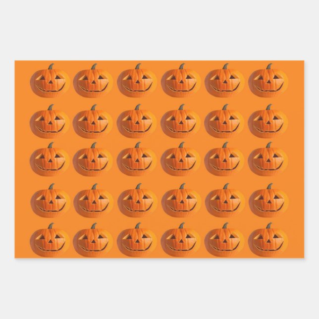 Jack-O-Lantern-Schleifpapier Geschenkpapier Set (Vorderseite 3)