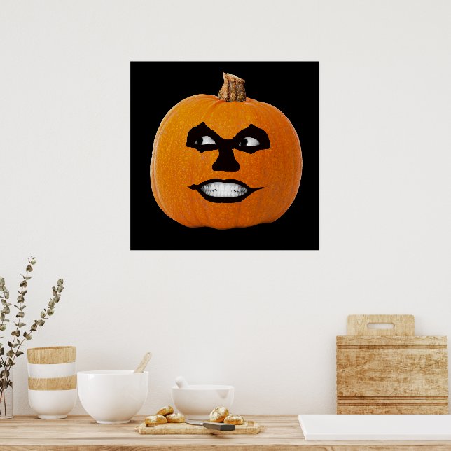 Jack o' Lantern Sinister Face, Halloween Pumpkin Poster (Küche)