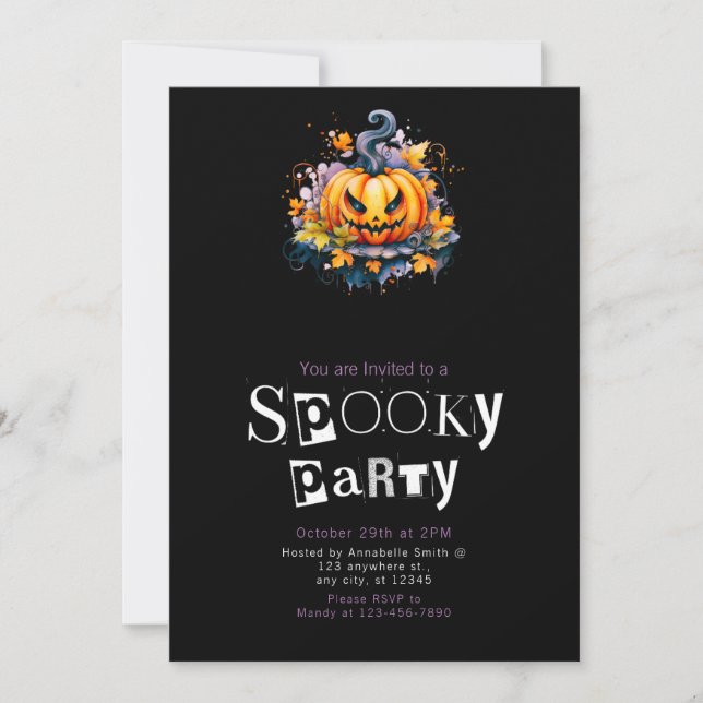 Jack-O' Lantern Spooky-Halloween-Party Einladung (Vorderseite)