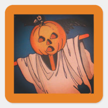 JACK O' LANTERN SQUARE STICKER HALLOWEE