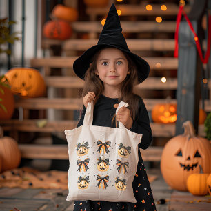 Jack-O-Lantern- und Bows-Leinwand-Tote-Beutel Tragetasche