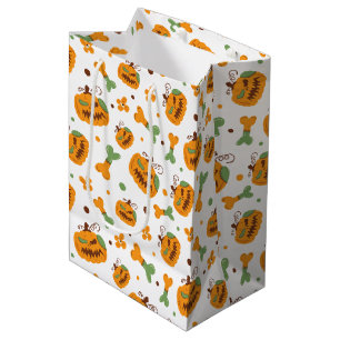 Jack-o-Lantern und Knochen-Spooky Halloween Mittlere Geschenktüte