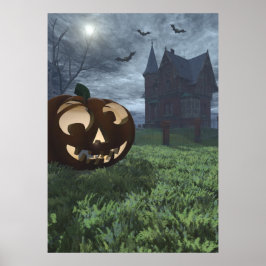 Jack-O-Lantern und Spuk-House-Halloween-Poster Poster