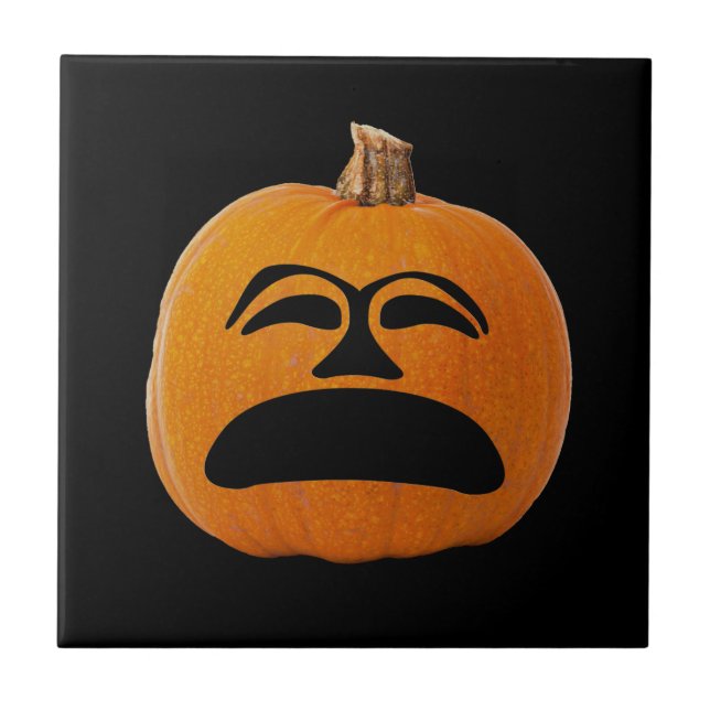 Jack o' Lantern Unglückliches Gesicht, Halloween P Fliese (Vorderseite)