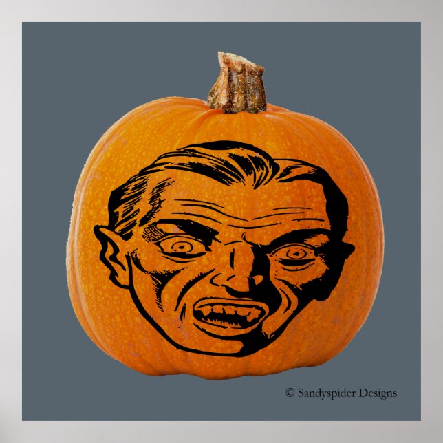 Jack o' Lantern Vampire Face, Halloween Pumpkin Poster (Vorne)