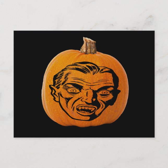 Jack o' Lantern Vampire Face, Halloween Pumpkin Postkarte (Vorderseite)