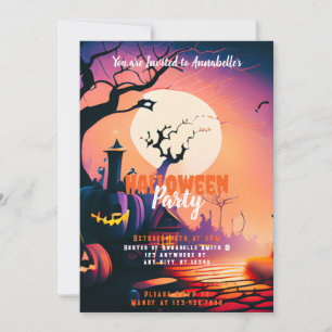 Jack-O' Lantern Vollmond Halloween-Party Einladung
