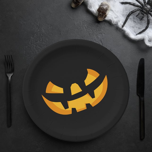 Jack-O-Lantern-Vorderseite Pappteller (Jack-O-Lantern Face Paper Plates)